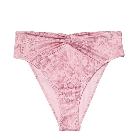 Set Victoria’s Secret Bikini (top & bottom) removable padding Pink Snake NWOT - Picture 2 of 5